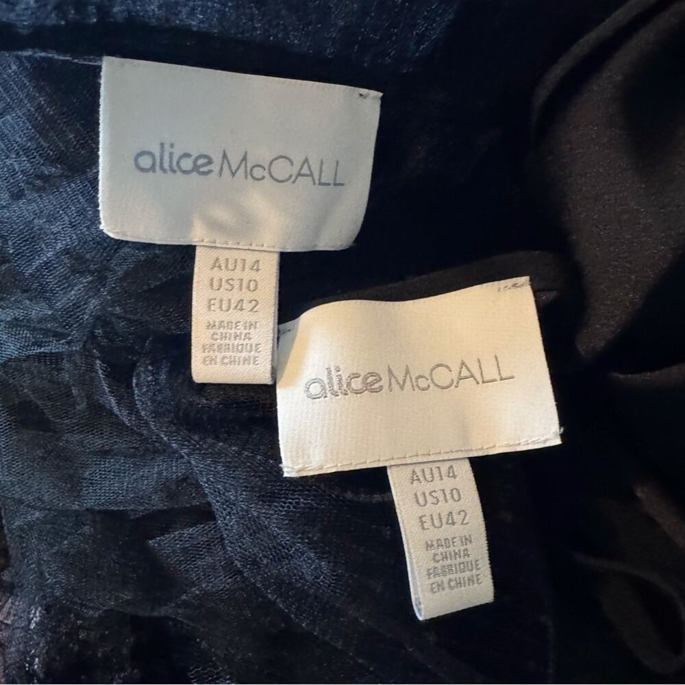 ALICE MCCALL Zen Black Ruffle Tiered Tulle Mesh Long Sleeve Mini Dress US 10 - Picture 6 of 8